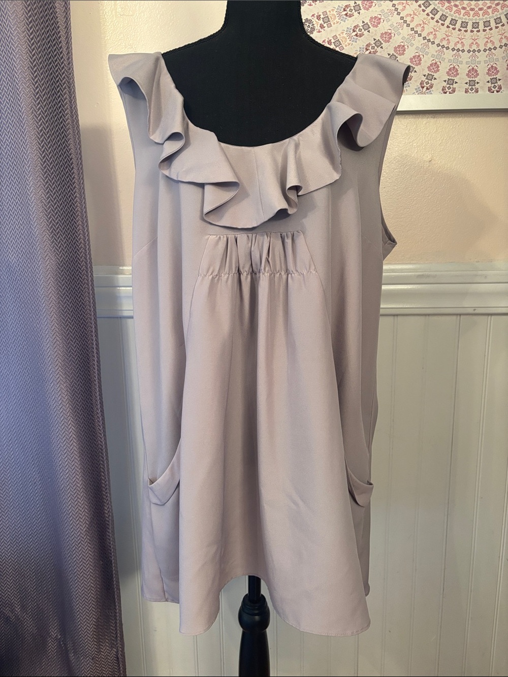 Sleeveless Ruffle Neck Short Dress
